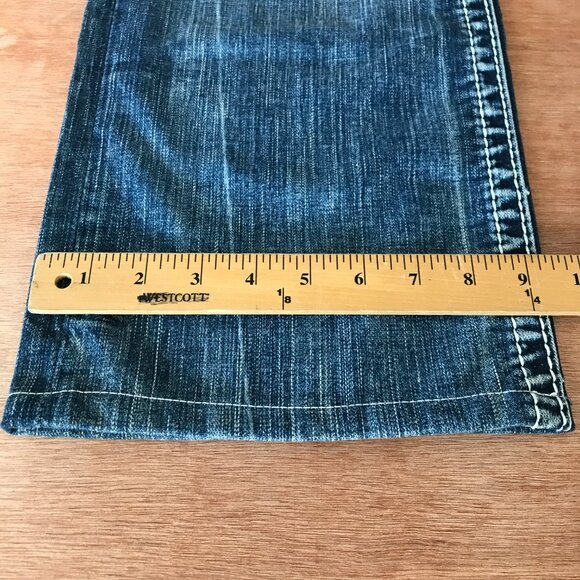 Rock Revival Suhul Straight Jeans Men 38x28 Blue Mid Rise Distressed Embroidered - Picture 8 of 16